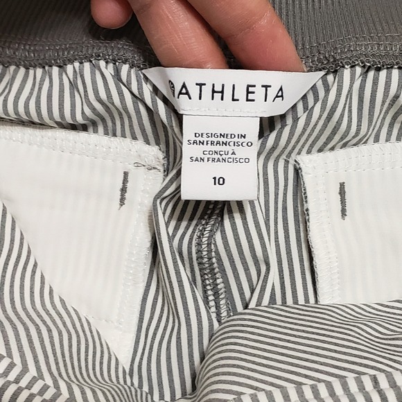 Athleta Brooklyn Textured Ankle Pants Grey Stripe Women's Size 10 Athleisure - Picture 4 of 11
